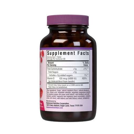 Bluebonnet Earthsweet Chewables Vitamin D3 5,000iu 90 Raspberry Tablets - Immune Support at MySupplementShop by Bluebonnet Nutrition