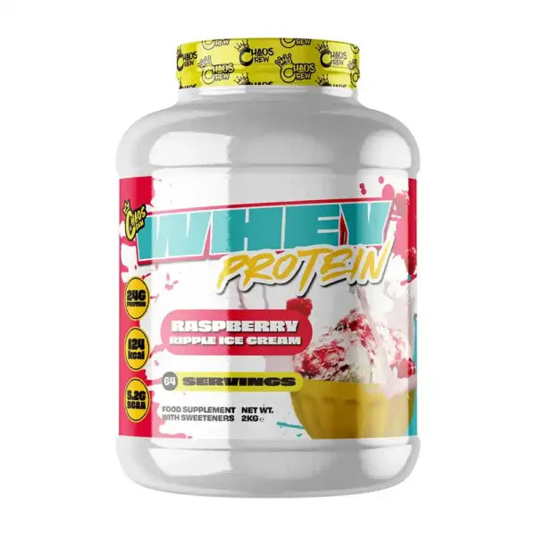 Chaos Crew Whey Protein 2kg 64 Servings - Raspberry Ripple Ice Cream - Whey Protein at MySupplementShop by Chaos Crew