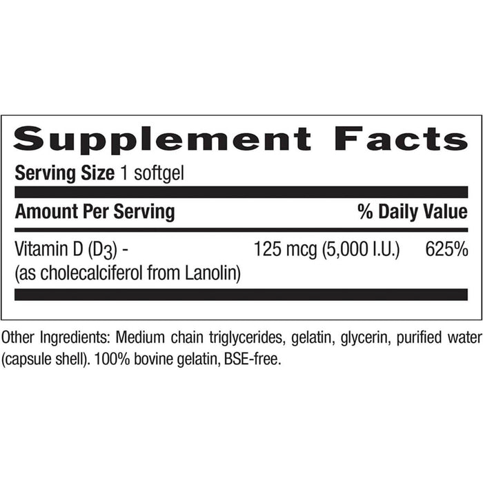 Country Life Vitamin D3 5000iu 60 Softgels - Immune Support at MySupplementShop by Country Life