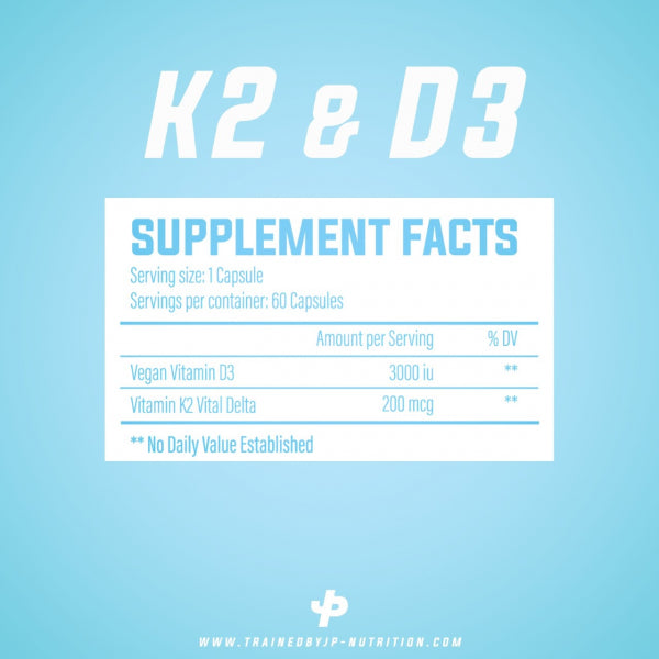 Trained By JP D3 & K2 60 Capsules Unflavoured - Sports Supplements at MySupplementShop by Trained by JP