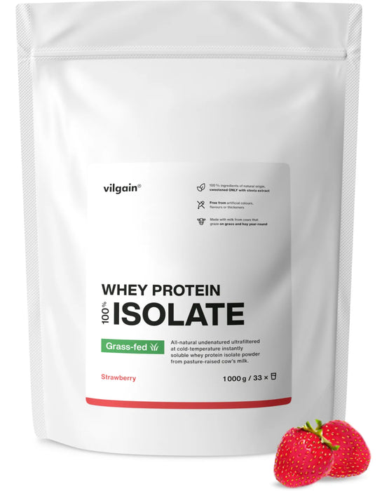 Vilgain Grass-Fed Whey Protein Isolate 1000g – Natural, Fast-Absorbing Protein with BCAAs