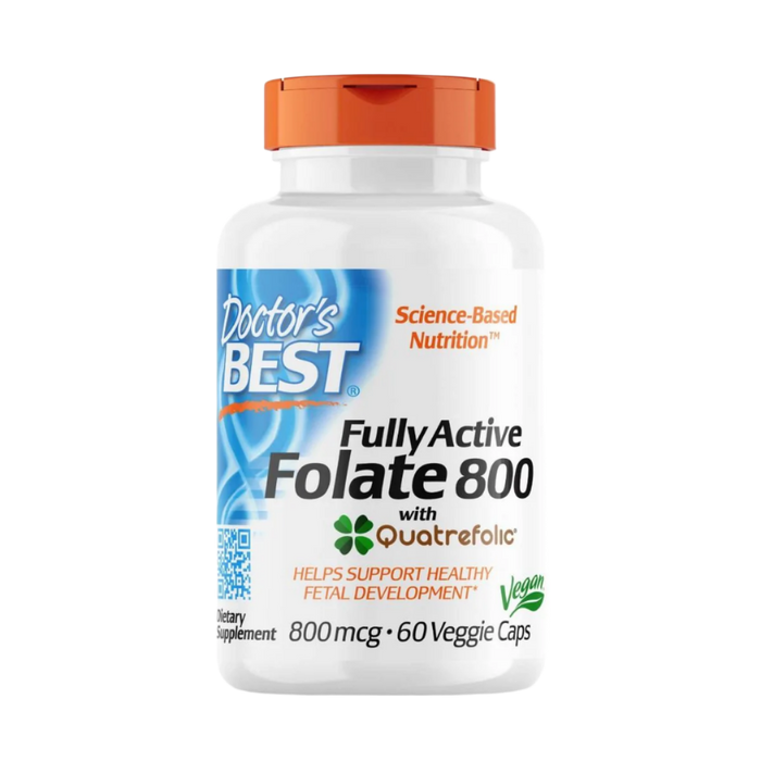 Doctor's Best Fully Active Folate 800 mit Quatrefolic, 800 mcg – 60 Kapseln