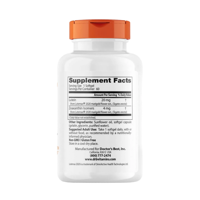 Doctor's Best Lutein mit Lutemax, 20 mg – 60 Kapseln