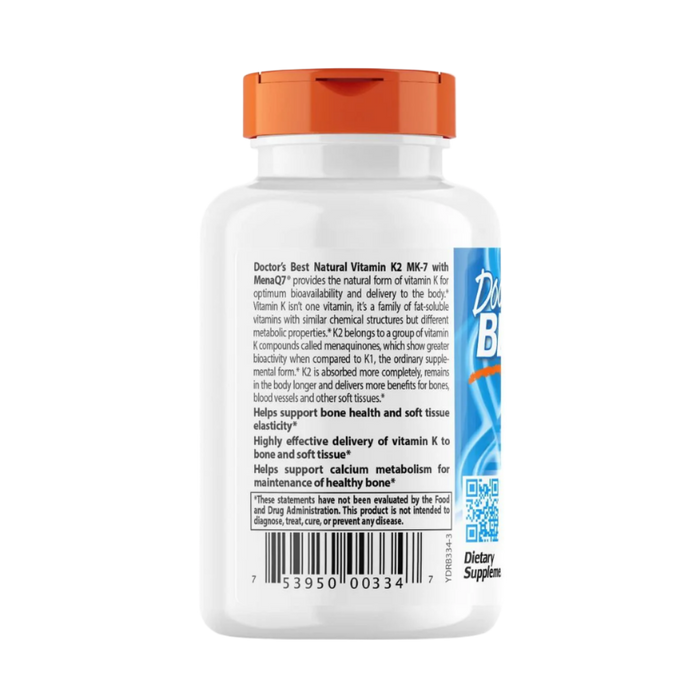 Doctor's Best Natural Vitamin K2 MK7 mit MenaQ7, 100 mcg – 60 Kapseln
