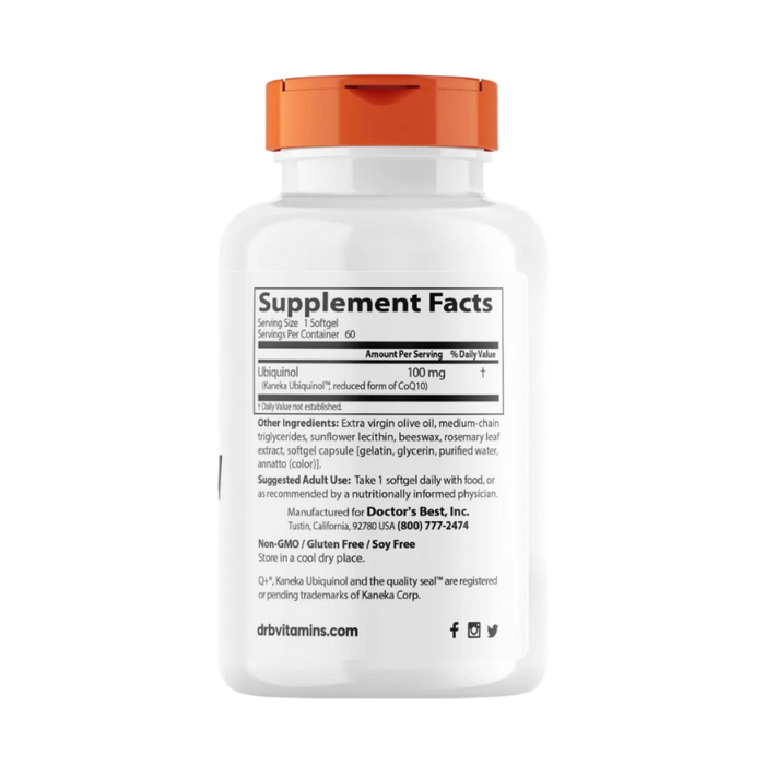 Doctor's Best Ubiquinol mit Kaneka QH, 100 mg – 60 Kapseln