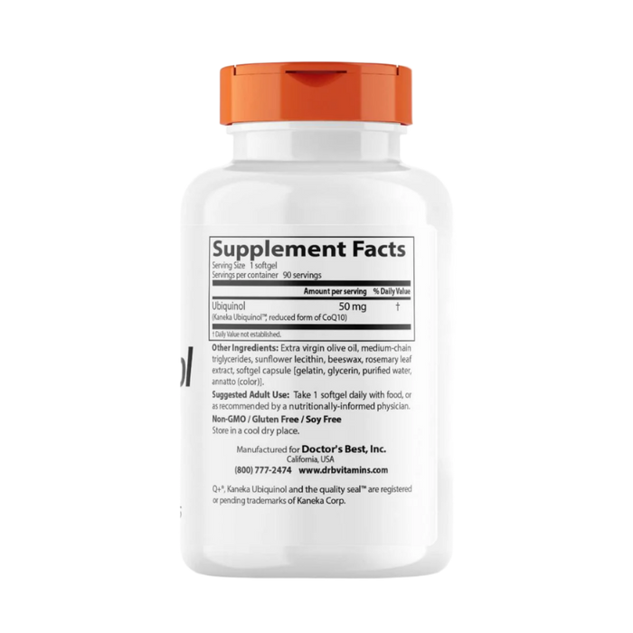 Doctor's Best Ubiquinol mit Kaneka QH, 50 mg – 90 Kapseln