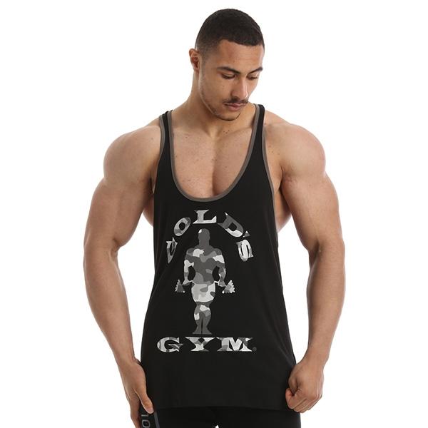 Gold's Gym Camo Logo Classic Stringer - Black - Small - Stringer at MySupplementShop by Gold's Gym