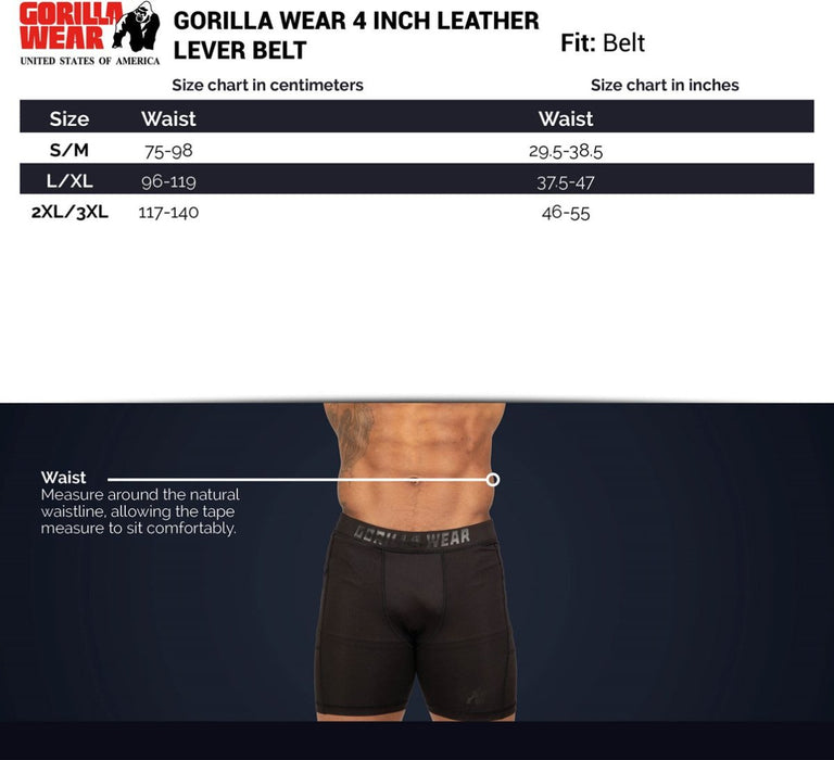Gorilla Wear 4 Inch Leather Lever Belt Brown