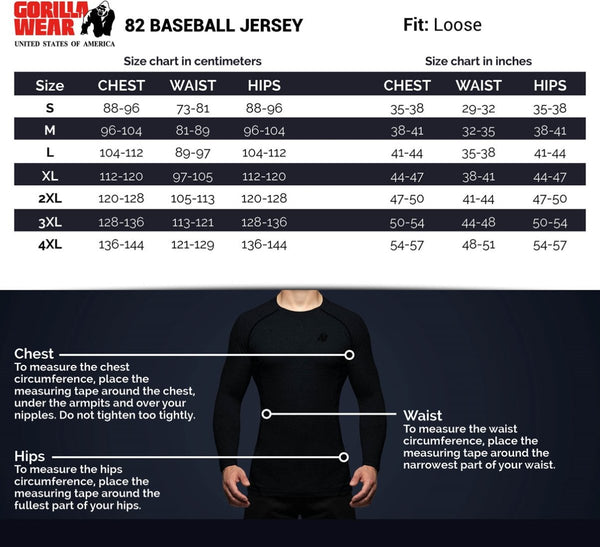 Gorilla Wear 82 Baseball Jersey Black - XXL - Jersey at MySupplementShop by Gorilla Wear