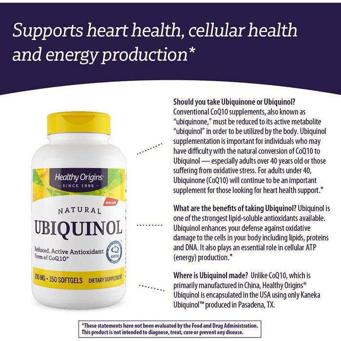 Healthy Origins Ubiquinol 200mg 150 Softgels - Cellular Health at MySupplementShop by Healthy Origins