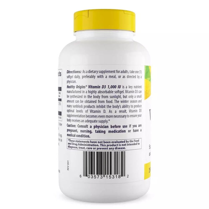 Healthy Origins Vitamin D3 1,000iu 360 Softgels