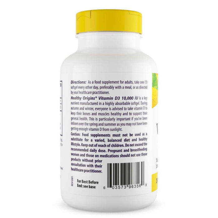 Healthy Origins Vitamin D3 10,000iu 360 Softgels - Supplements at MySupplementShop by Healthy Origins