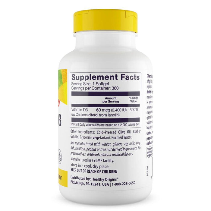 Healthy Origins Vitamin D3 2,400iu 360 Softgels - Immune Support at MySupplementShop by Healthy Origins