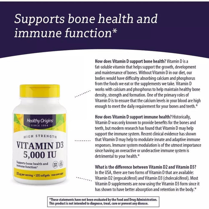Healthy Origins Vitamin D3 5,000iu 120 Softgels