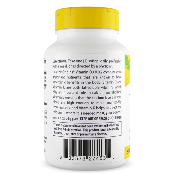 Healthy Origins Vitamin D3 & K2 50mcg/200mcg 180 Softgels - Immune Support at MySupplementShop by Healthy Origins