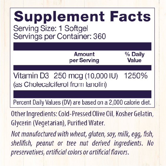 Healthy Origins Vitamin D3 10,000iu 360 Softgels - Supplements at MySupplementShop by Healthy Origins