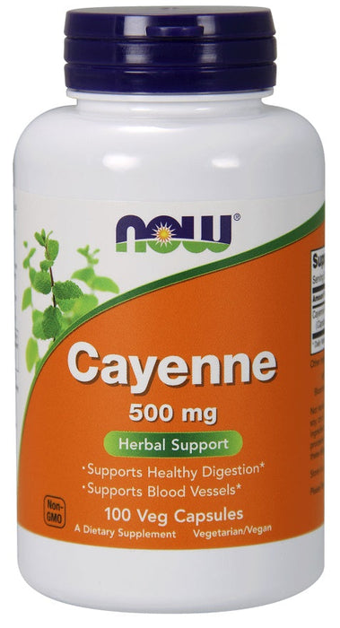 NOW Foods Cayenne, 500mg - 100 vcaps - Health and Wellbeing at MySupplementShop by NOW Foods