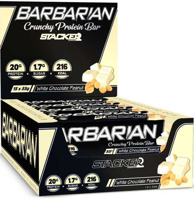 Stacker2 Europe Barbarian 15 x 55g - White Chocolate Peanut - Health Foods at MySupplementShop by Stacker2 Europe