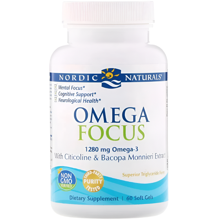 Nordic Naturals Omega Focus mit Citicoline und Bacopa Monnieri-Extrakt, 1280 mg – 60 Kapseln