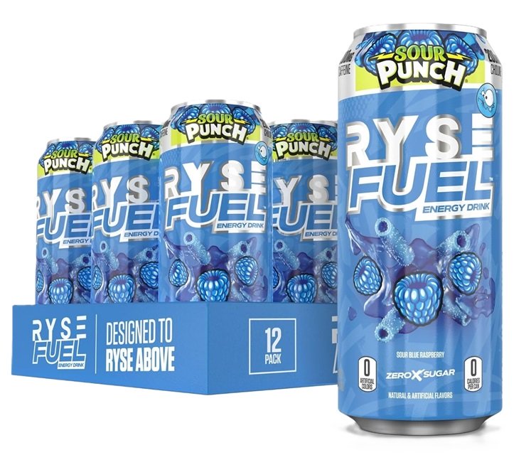RYSE Fuel Energy Drink, Sour Blue Raspberry 12 x 473 ml - Sports Supplements at MySupplementShop by RYSE