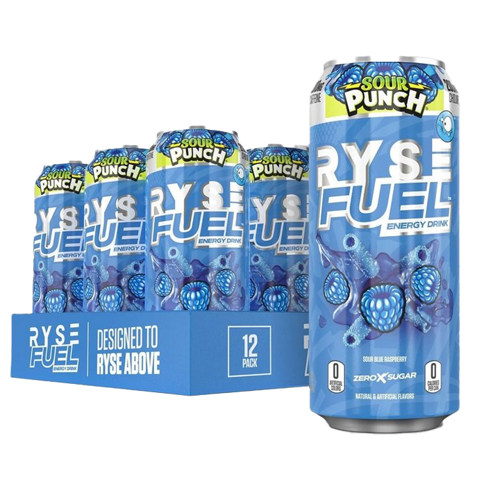 RYSE Fuel Energy Drink, Sour Blue Raspberry 12 x 473 ml