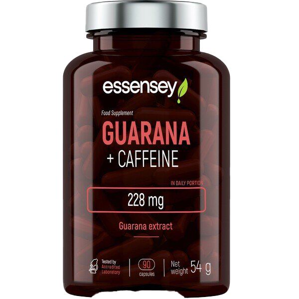 Essensey Guarana + Caffeine | Natural Energy Booster | 228mg Guarana & 150mg Caffeine 90 Capsules