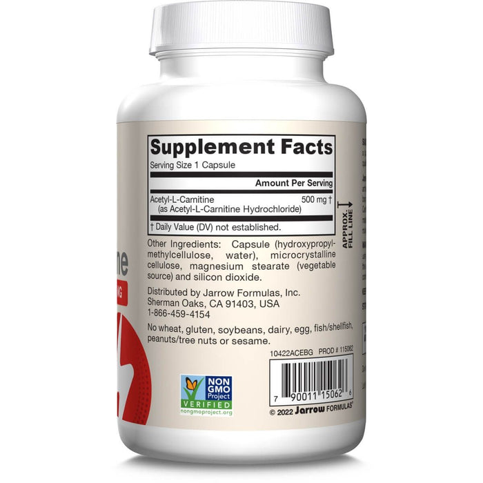 Jarrow Formulas Acetyl L-Carnitine 500mg 120 Veggie Capsules - Amino Acids and BCAAs at MySupplementShop by Jarrow Formulas