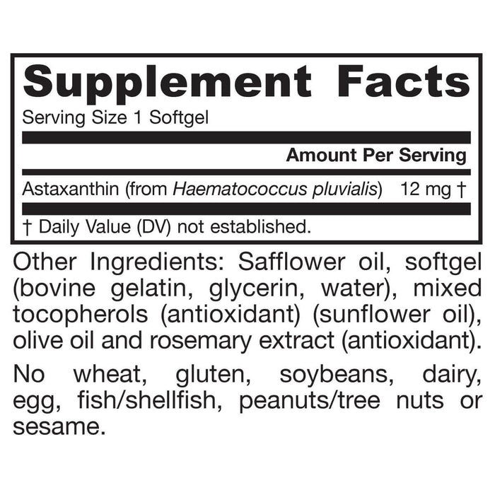 Jarrow Formulas Astaxanthin 12mg 30 Softgels - Health and Wellbeing at MySupplementShop by Jarrow Formulas