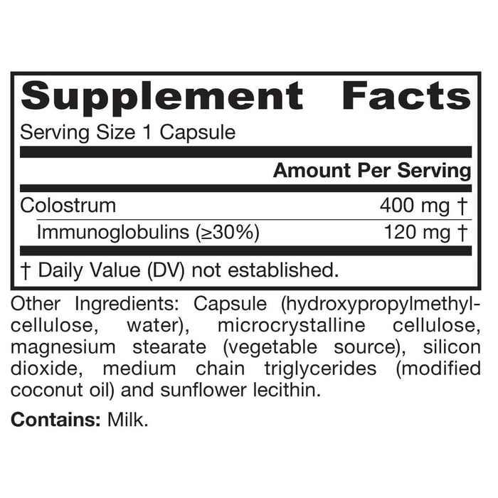 Jarrow Formulas Colostrum Prime Life 400mg 120 Veggie Capsules - Health and Wellbeing at MySupplementShop by Jarrow Formulas