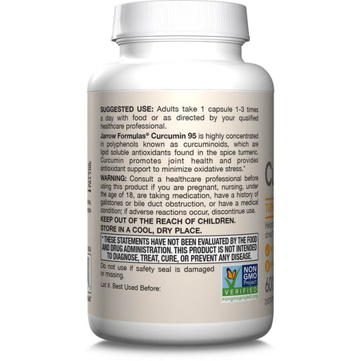 Jarrow Formulas Curcumin 95 500mg 60 Veggie Capsules - Health and Wellbeing at MySupplementShop by Jarrow Formulas