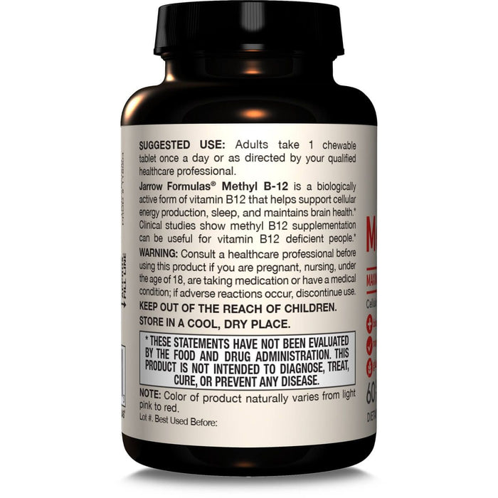 Jarrow Formulas Vitamin Methyl B-12 5,000mcg 60 Cherry Chewable Tablets - Vitamins & Minerals at MySupplementShop by Jarrow Formulas