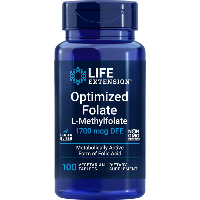 Life Extension Optimized Folate L-Methylfolate 1700mcg DFE 100 Vegetarian Tablets