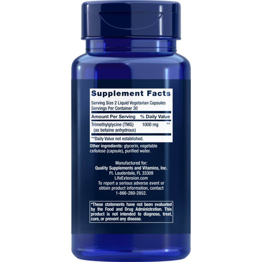 Life Extension TMG 500mg 60 Liquid Vegetarian Capsules - Sports Supplements at MySupplementShop by Life Extension