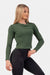 Nebbia Organic Cotton Ribbed Long Sleeve Top 415 Dark Green - Long Sleeve Top at MySupplementShop by Nebbia