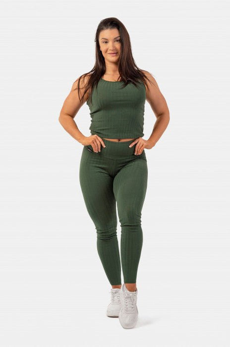 Nebbia Organic Cotton Ribbed Tank Top 414 Dark Green - Tank Top at MySupplementShop by Nebbia