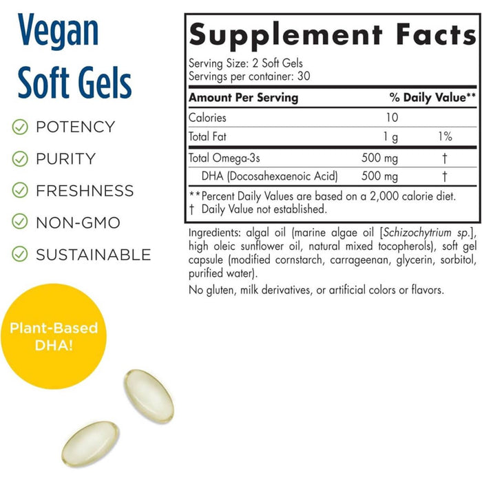 Nordic Naturals Algae DHA 500mg 60 Softgels - Health and Wellbeing at MySupplementShop by Nordic Naturals