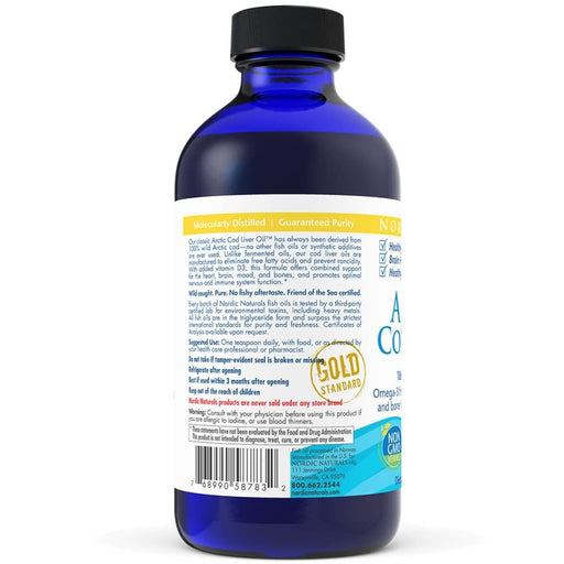 Nordic Naturals Arctic-D Cod Liver Oil 1060mg Omega-3 8 fl oz (Lemon) - Health and Wellbeing at MySupplementShop by Nordic Naturals