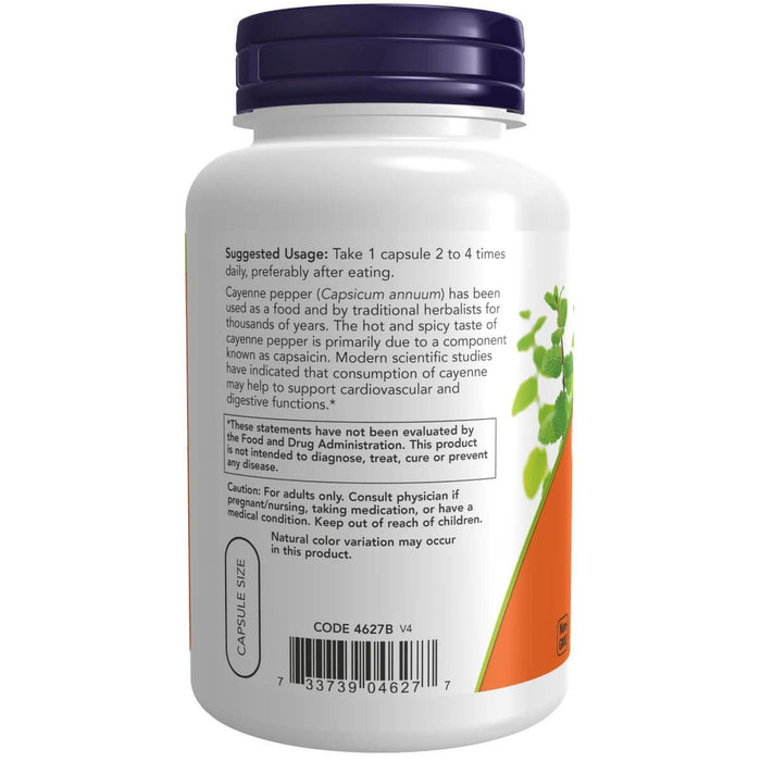 NOW Foods Cayenne 500mg 250 Veg Capsules - Health and Wellbeing at MySupplementShop by NOW Foods