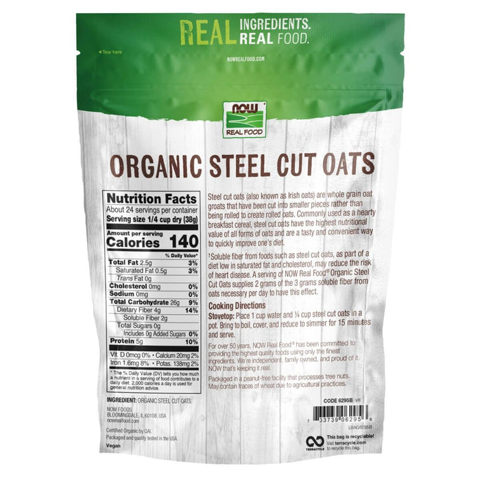 NOW Foods Organic Steel Cut Oats 2lbs - Heart Health at MySupplementShop by NOW Foods