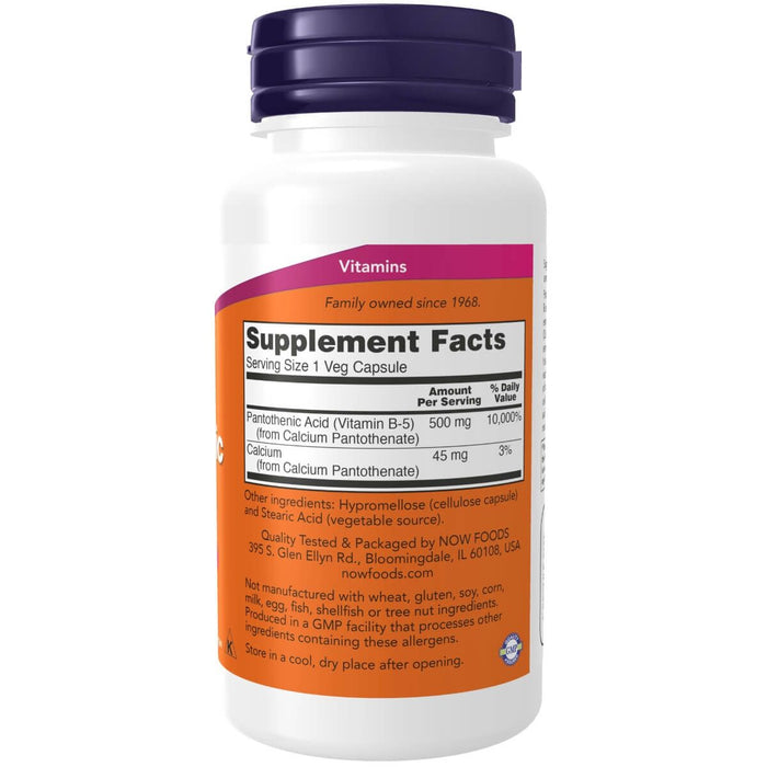 NOW Foods Pantothenic Acid (Vitamin B-5) 500 mg 100 Veg Capsules - Vitamins & Minerals at MySupplementShop by NOW Foods