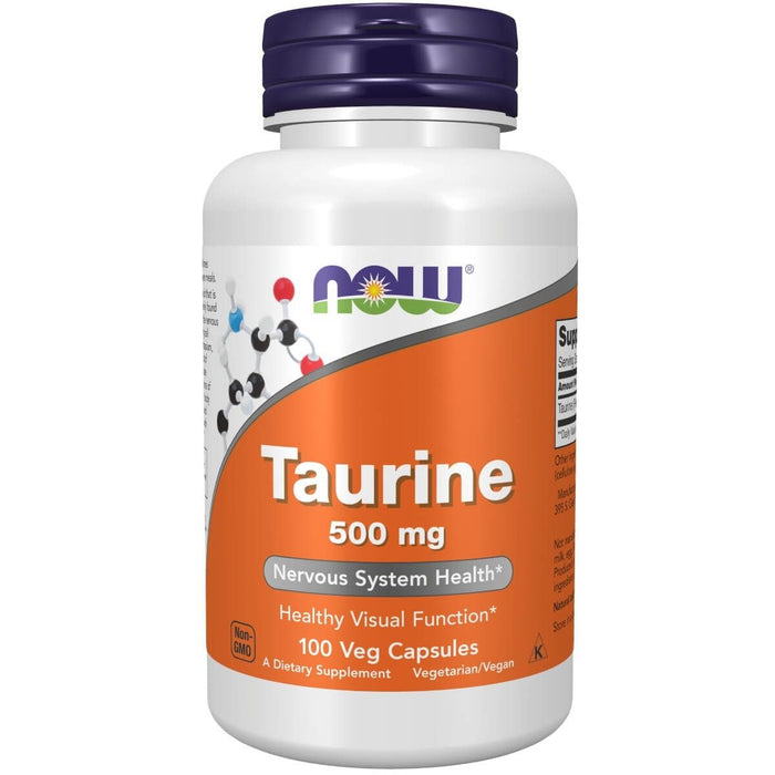 NOW Foods Taurine 500 mg 100 Veg Capsules - Amino Acids and BCAAs at MySupplementShop by NOW Foods