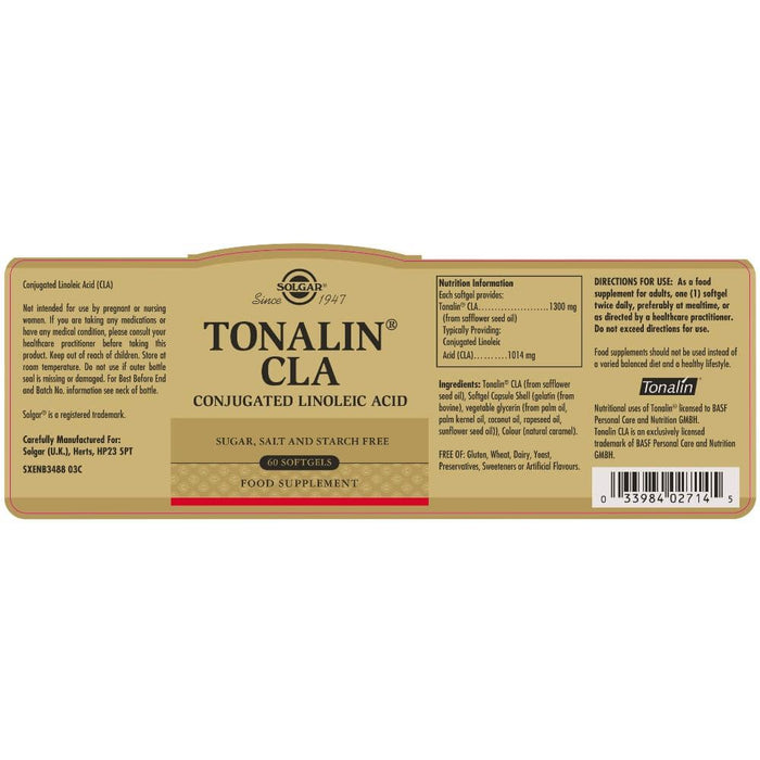 Solgar Tonalin CLA Softgels Pack of 60 - Energy & Vitality at MySupplementShop by Solgar