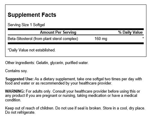 Swanson Beta-Sitosterol 160 mg 60 Capsules - Health and Wellbeing at MySupplementShop by Swanson