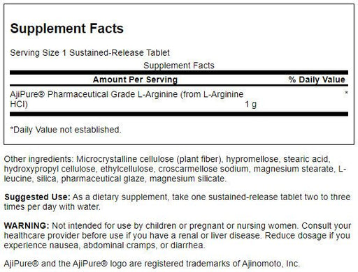 Swanson L-Arginine Sustained Release 1000mg 90 Tablets - Energy & Vitality at MySupplementShop by Swanson