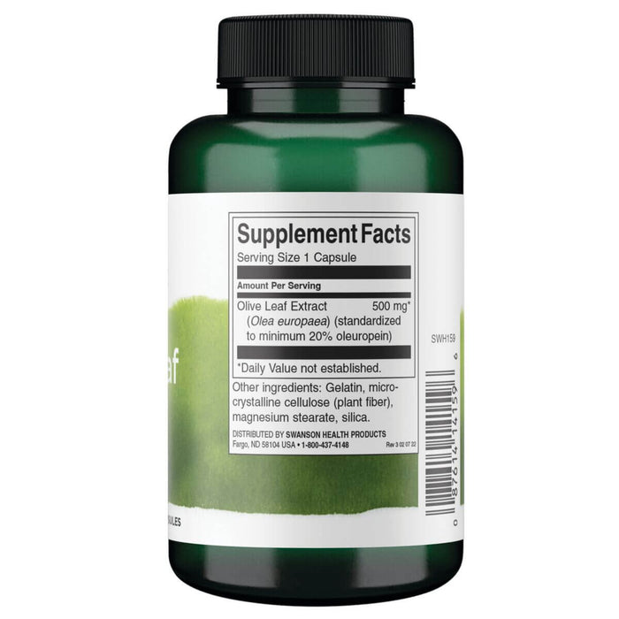 Swanson Olive Leaf Extract 500mg 120 Capsules - Health and Wellbeing at MySupplementShop by Swanson