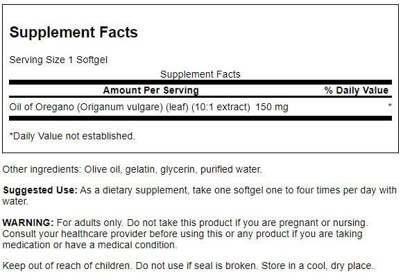 Swanson Oregano Oil 10:1 Extract 150 mg 120 Softgels - Health and Wellbeing at MySupplementShop by Swanson
