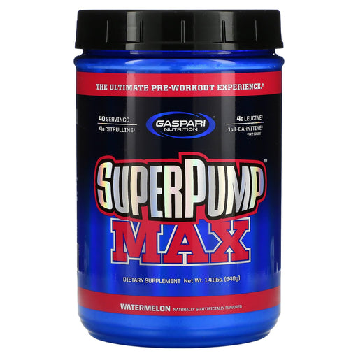 Gaspari Nutrition SuperPump MAX 640g Watermelon Pre-Workout Drink Powder - Nitric Oxide Boosters at MySupplementShop by Gaspari Nutrition