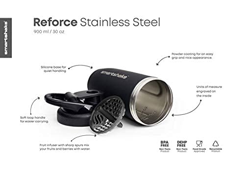 SmartShake Reforce Steel Shaker 900ml Black - Accessories at MySupplementShop by SmartShake