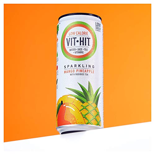 VIT HIT Sparkling - Mango & Pineapple Rooibos Tea Vitamin Drink (330ml x 12 Cans) - Health Foods at MySupplementShop by Vit-Hit