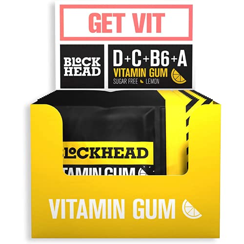 BLOCKHEAD Lemon Multivitamin Chewing Gum | Vitamins D C B6 & A - Sugar & Calorie-Free 120 Pieces - Default Title - Diet & Nutrition at MySupplementShop by BLOCKHEAD